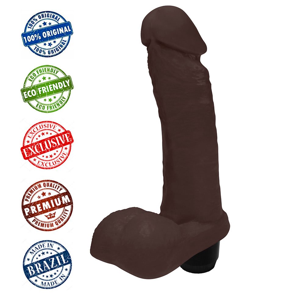 Pênis com Escroto e Vibro Ares 15 x 4cm Marrom | Foto 05