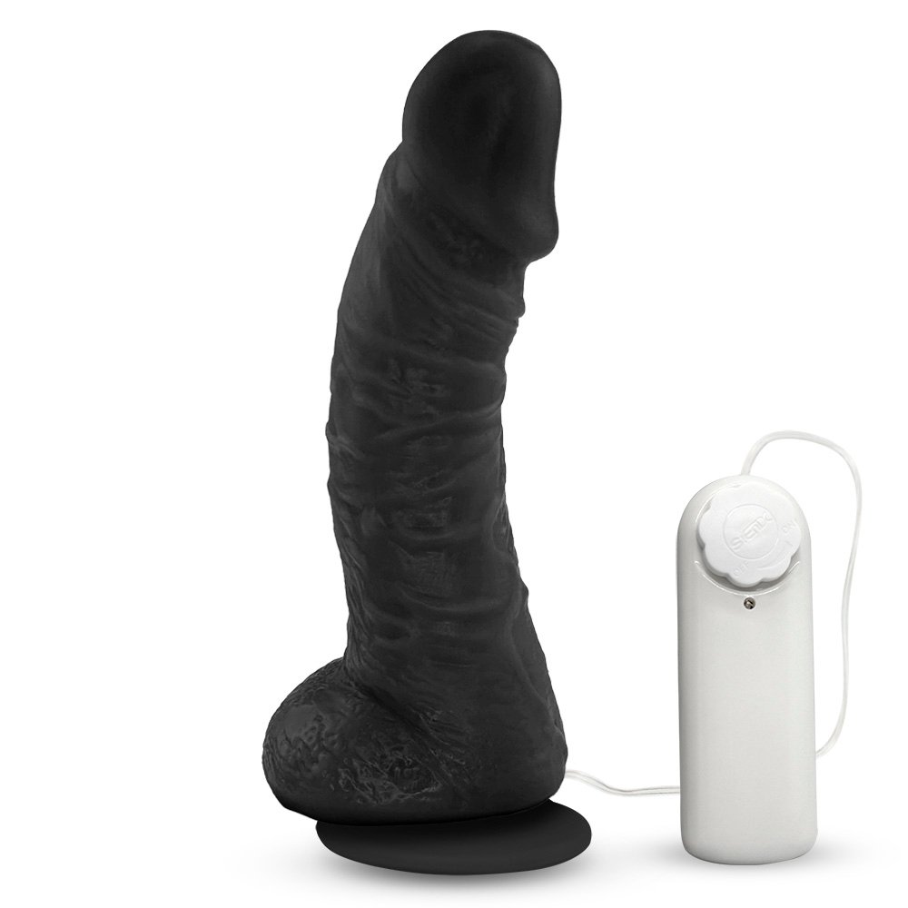 Pênis de Borracha Hades com Escroto com Vibrador e Ventosa 16 x 4cm Preto | Foto 04