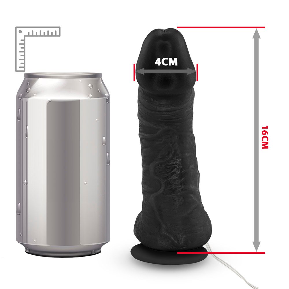 Pênis de Borracha Hades com Escroto com Vibrador e Ventosa 16 x 4cm Preto | Foto 07