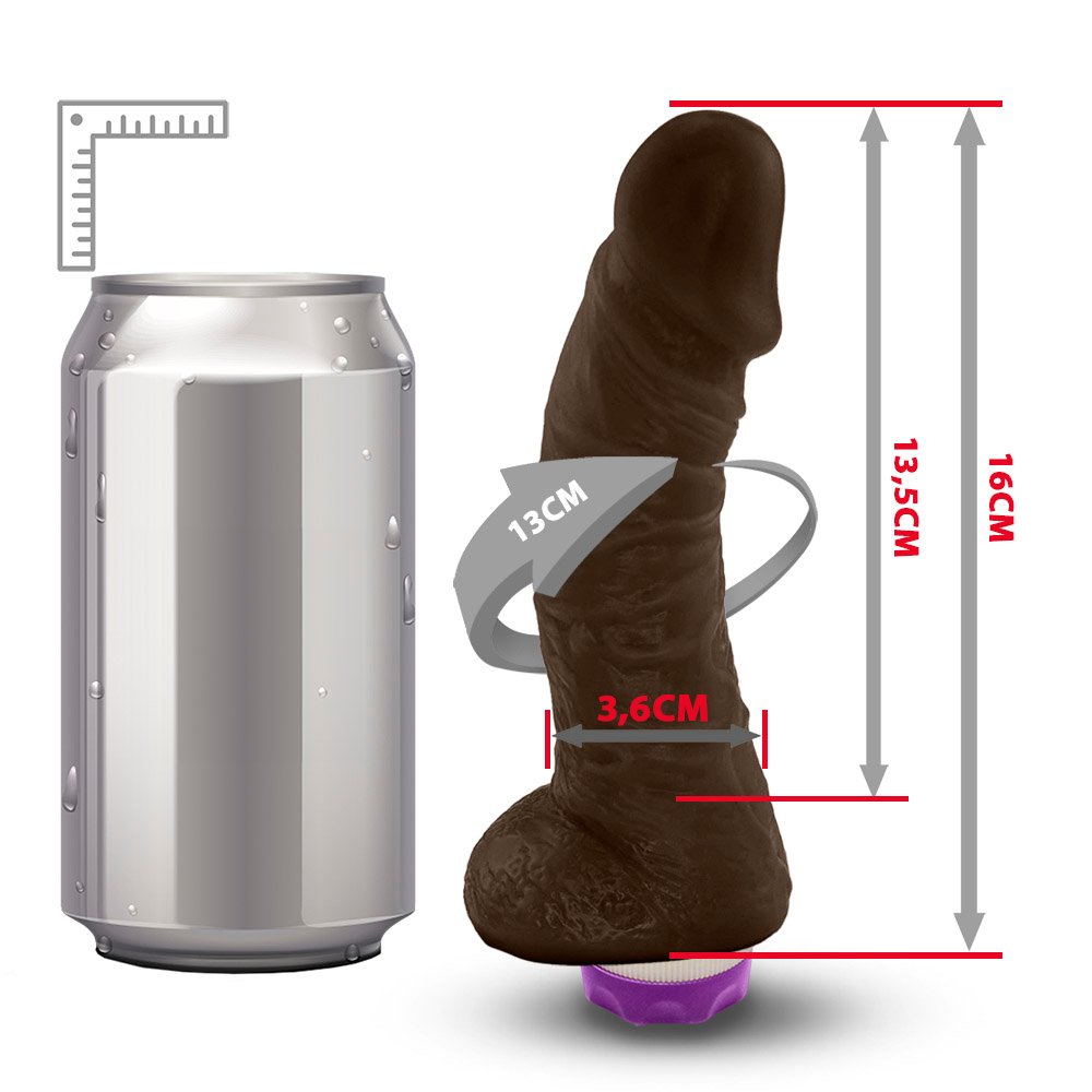 Pênis de Borracha Hades com Escroto e Vibrador 16 x 4cm Marrom | Foto 06