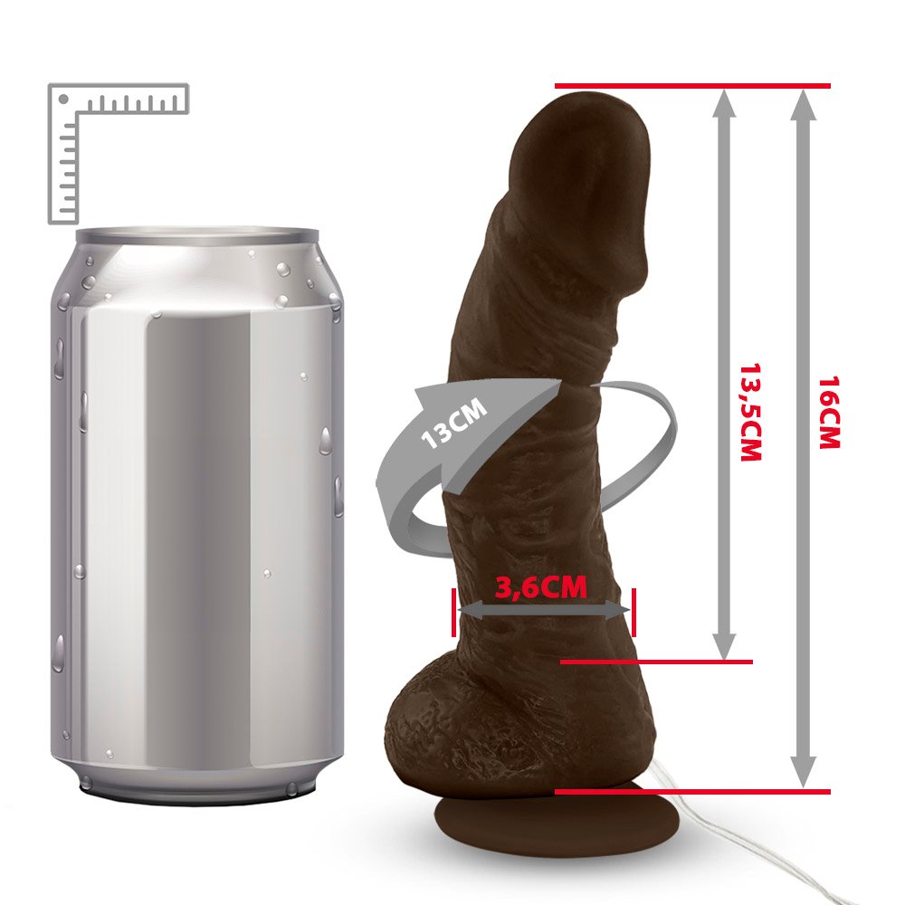 Pênis de Borracha Hades com Escroto com Vibrador e Ventosa 16 x 4cm Marrom | Foto 06