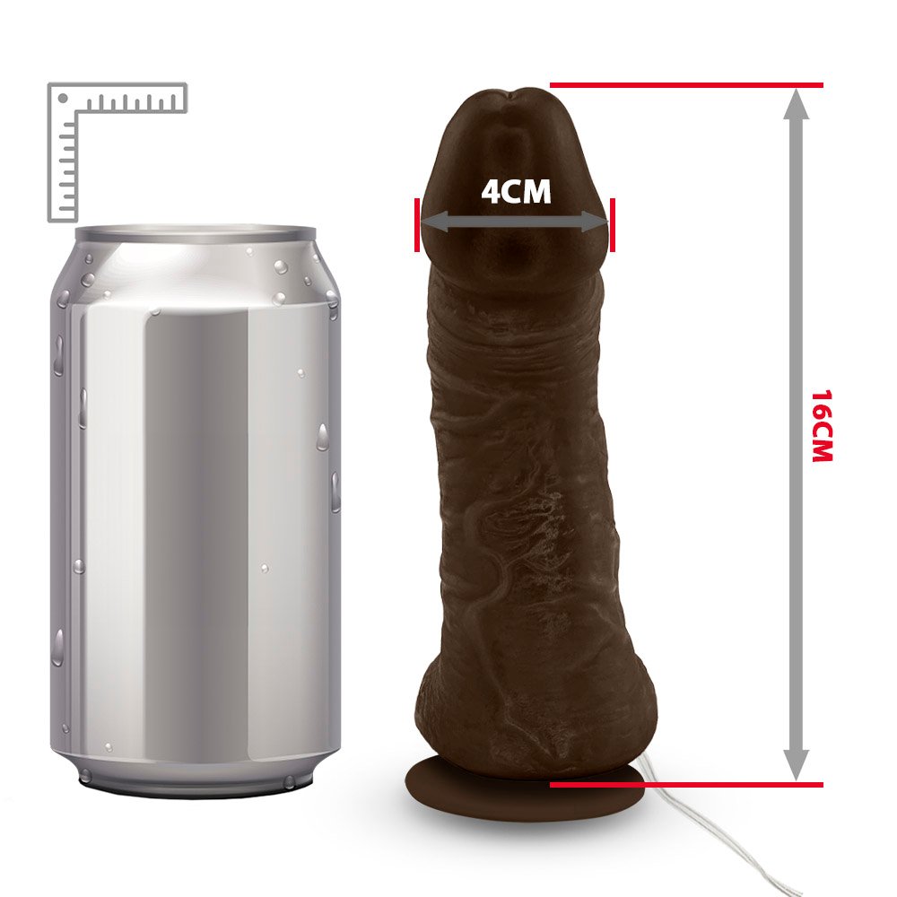 Pênis de Borracha Hades com Escroto com Vibrador e Ventosa 16 x 4cm Marrom | Foto 07