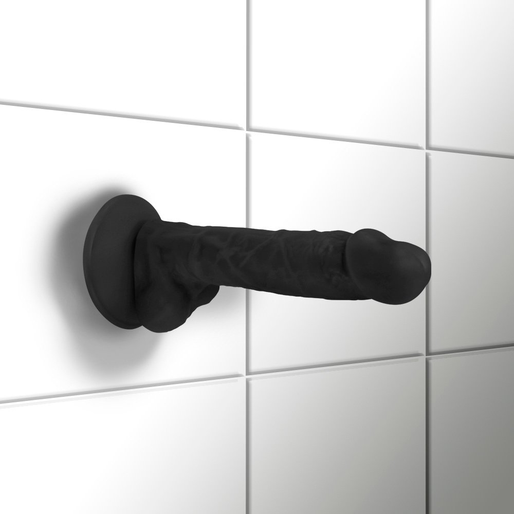 P�nis de Borracha Hermes com Escroto com Ventosa 16 x 3,5cm Preto | Foto 06