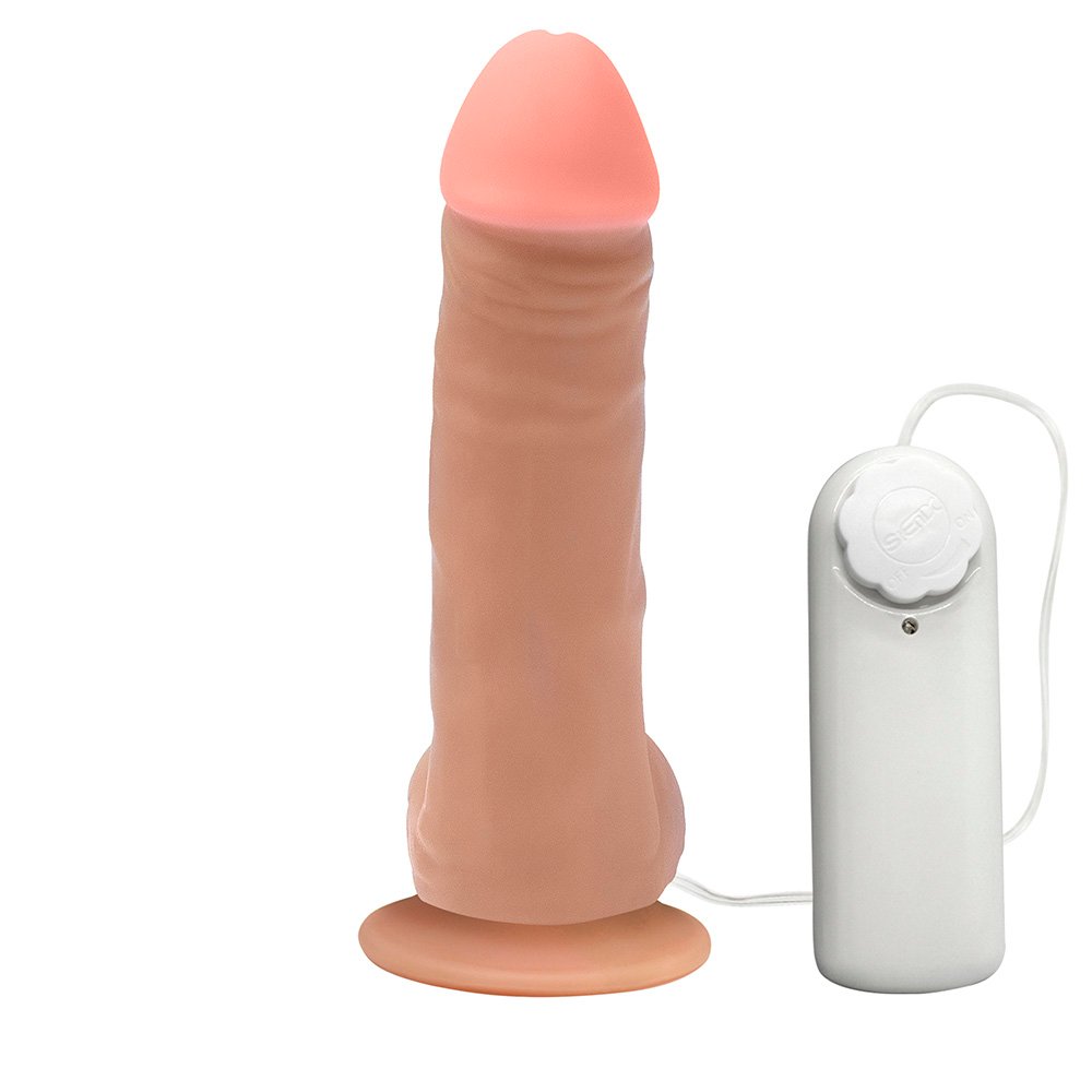 Pênis de Borracha Hefesto com Escroto, Vibrador e Ventosa 17 x 4cm Bege | Foto 03