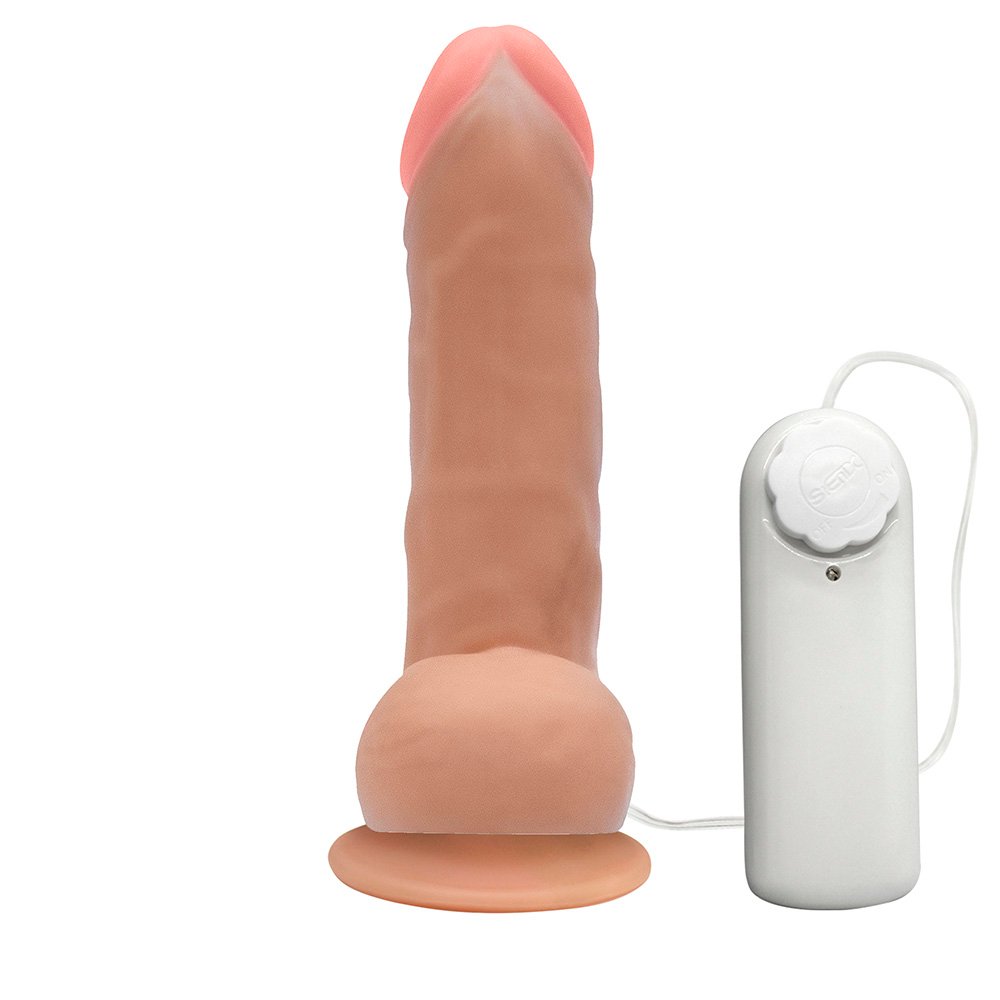 Pênis de Borracha Hefesto com Escroto, Vibrador e Ventosa 17 x 4cm Bege | Foto 04