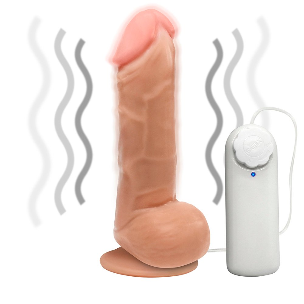 Pênis de Borracha Hefesto com Escroto, Vibrador e Ventosa 17 x 4cm Bege | Foto 06
