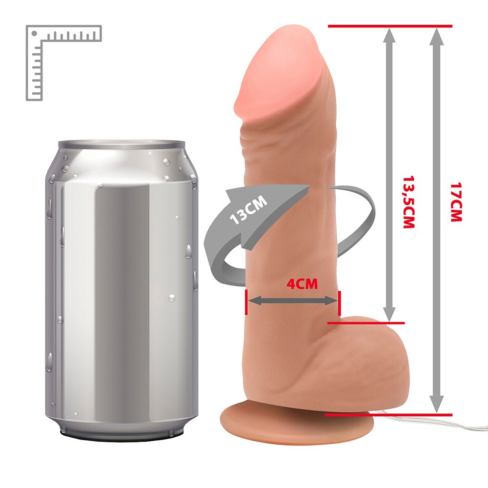 Pênis de Borracha Hefesto com Escroto, Vibrador e Ventosa 17 x 4cm Bege | Foto 07