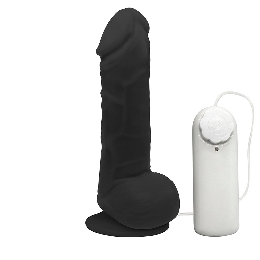 Pênis de Borracha Hefesto com Escroto, Vibrador e Ventosa 17 x 4cm Preto | Foto 01