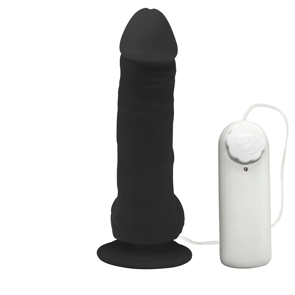 Pênis de Borracha Hefesto com Escroto, Vibrador e Ventosa 17 x 4cm Preto | Foto 03