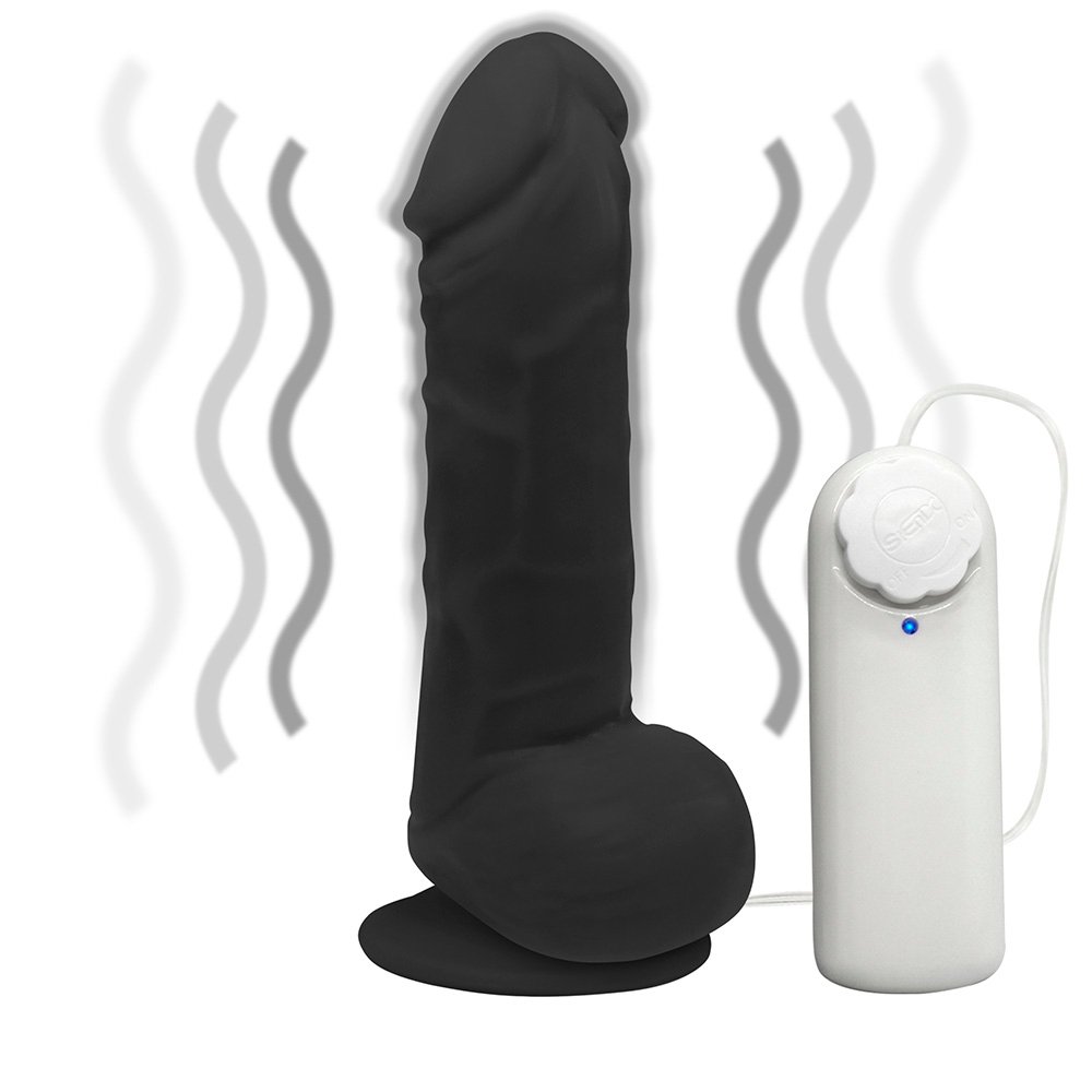 Pênis de Borracha Hefesto com Escroto, Vibrador e Ventosa 17 x 4cm Preto | Foto 06