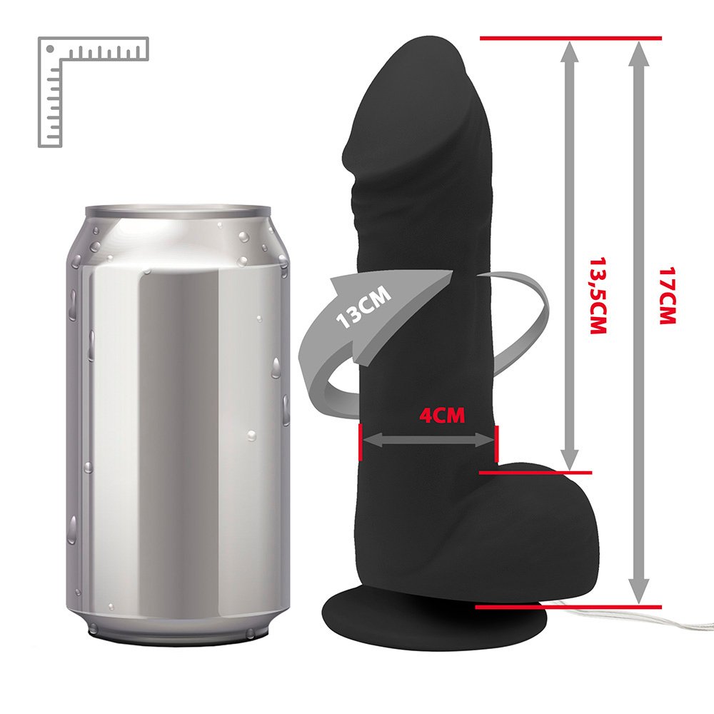 Pênis de Borracha Hefesto com Escroto, Vibrador e Ventosa 17 x 4cm Preto | Foto 07