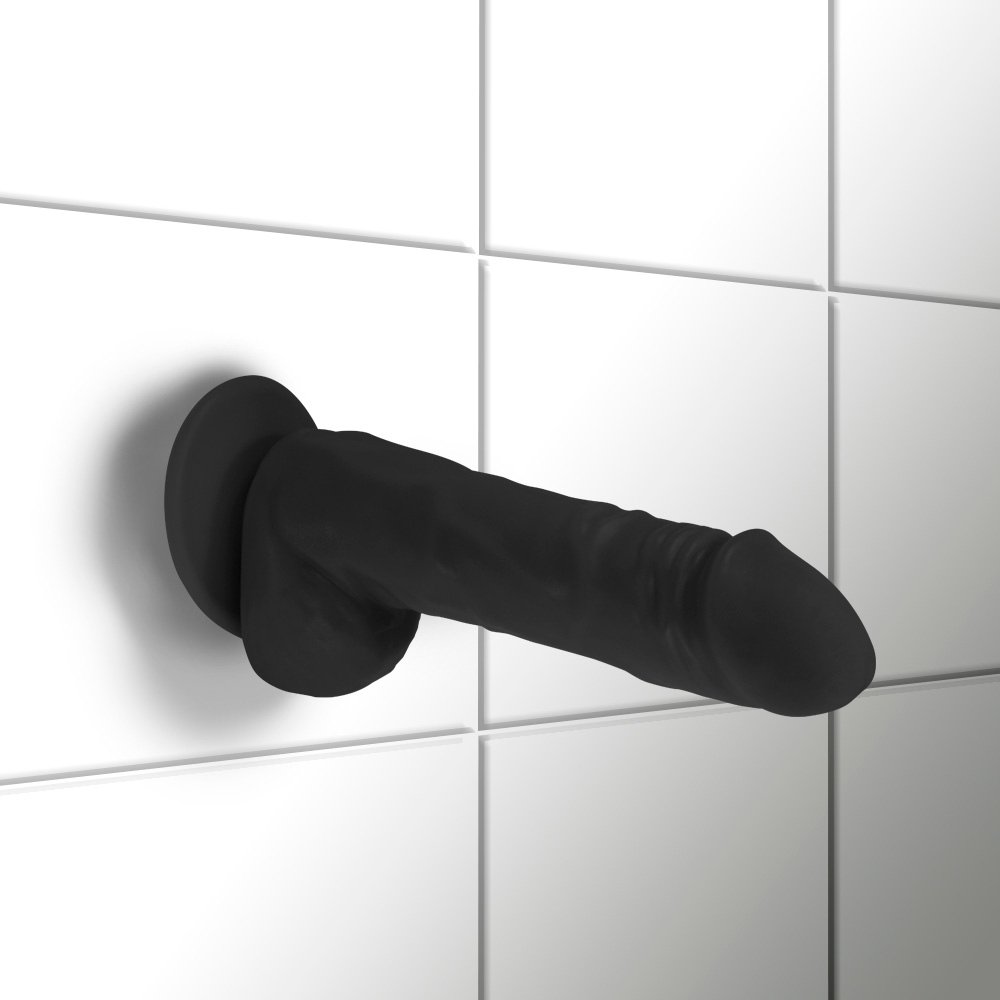 Pênis de Borracha Hefesto com Escroto e Ventosa 17 x 4cm Preto | Foto 06