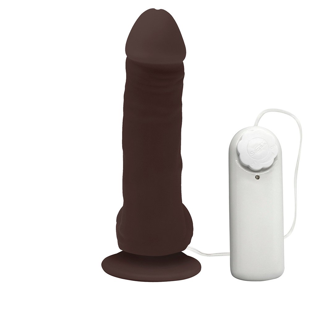 Pênis de Borracha Hefesto com Escroto, Vibrador e Ventosa 17 x 4cm Marrom | Foto 03