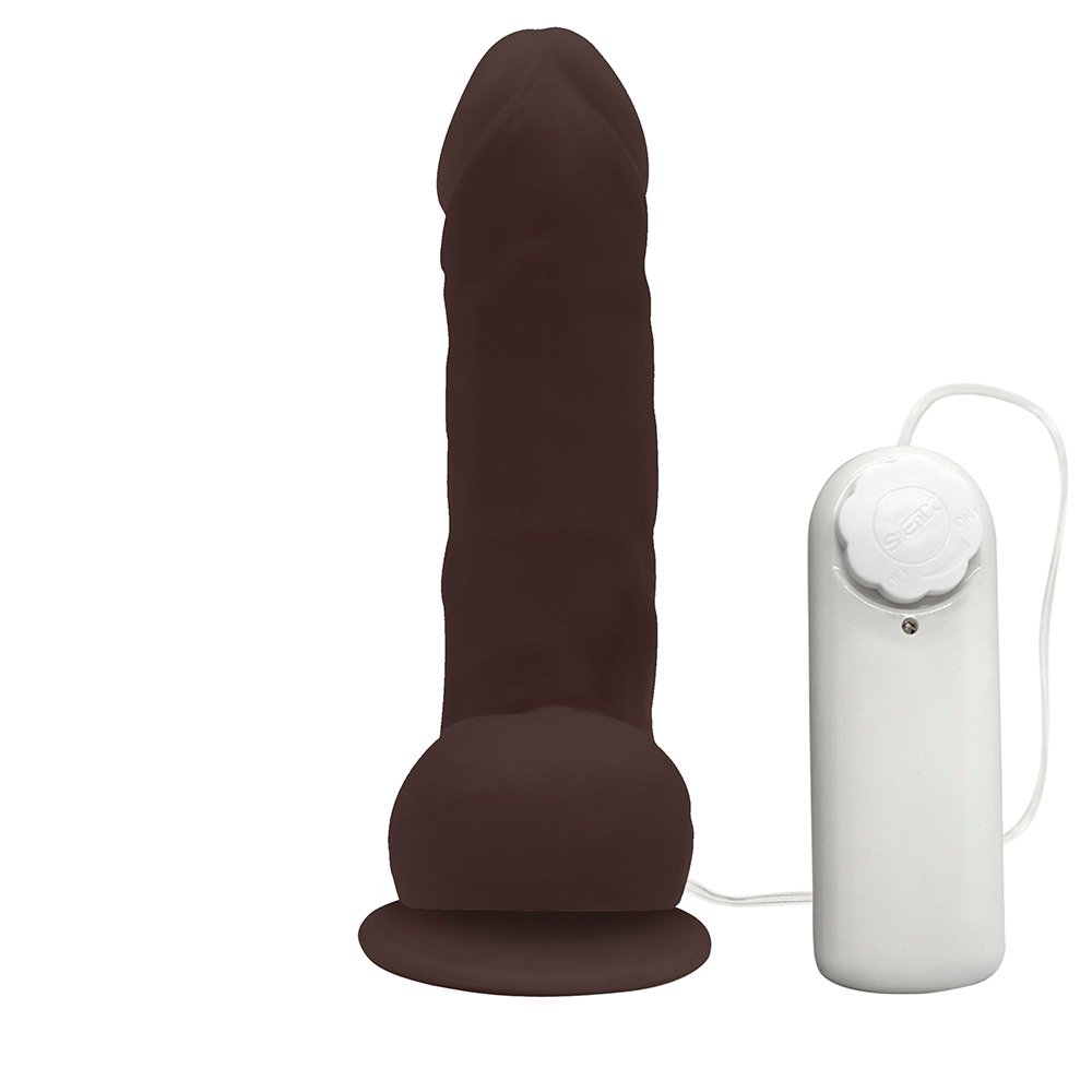 Pênis de Borracha Hefesto com Escroto, Vibrador e Ventosa 17 x 4cm Marrom | Foto 04