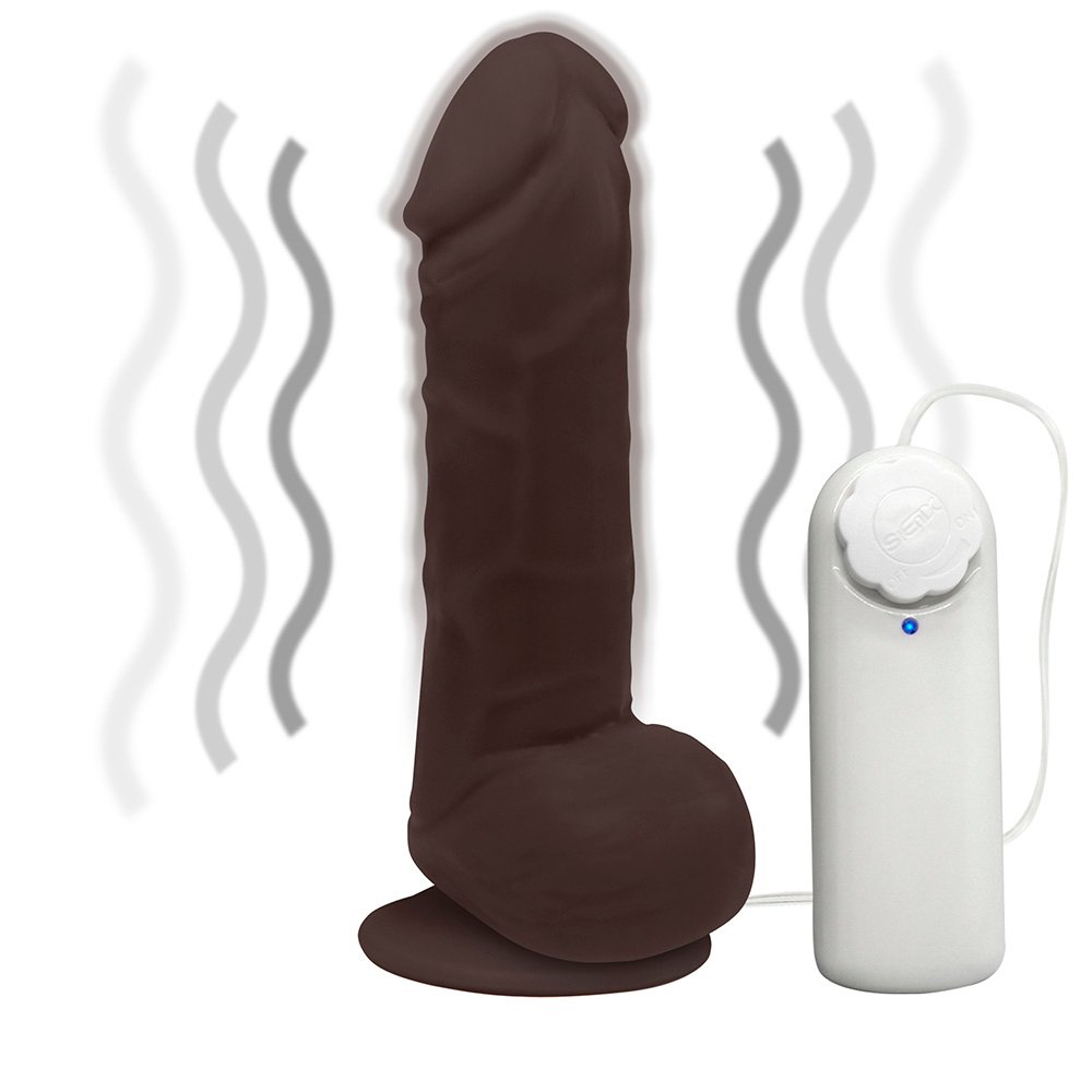 Pênis de Borracha Hefesto com Escroto, Vibrador e Ventosa 17 x 4cm Marrom | Foto 06