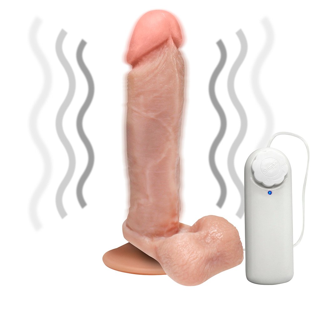 Pênis de Borracha Dionísio com Escroto, Vibrador e Ventosa 19 x 4,5cm Bege | Foto 06