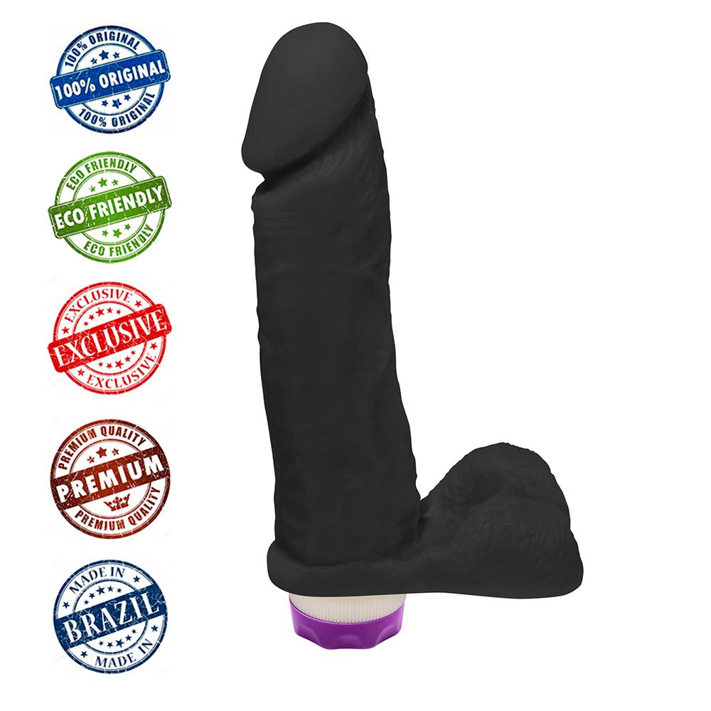 Pênis de Borracha Dionísio com Escroto e Vibrador 19 x 4,5cm Preto | Foto 05