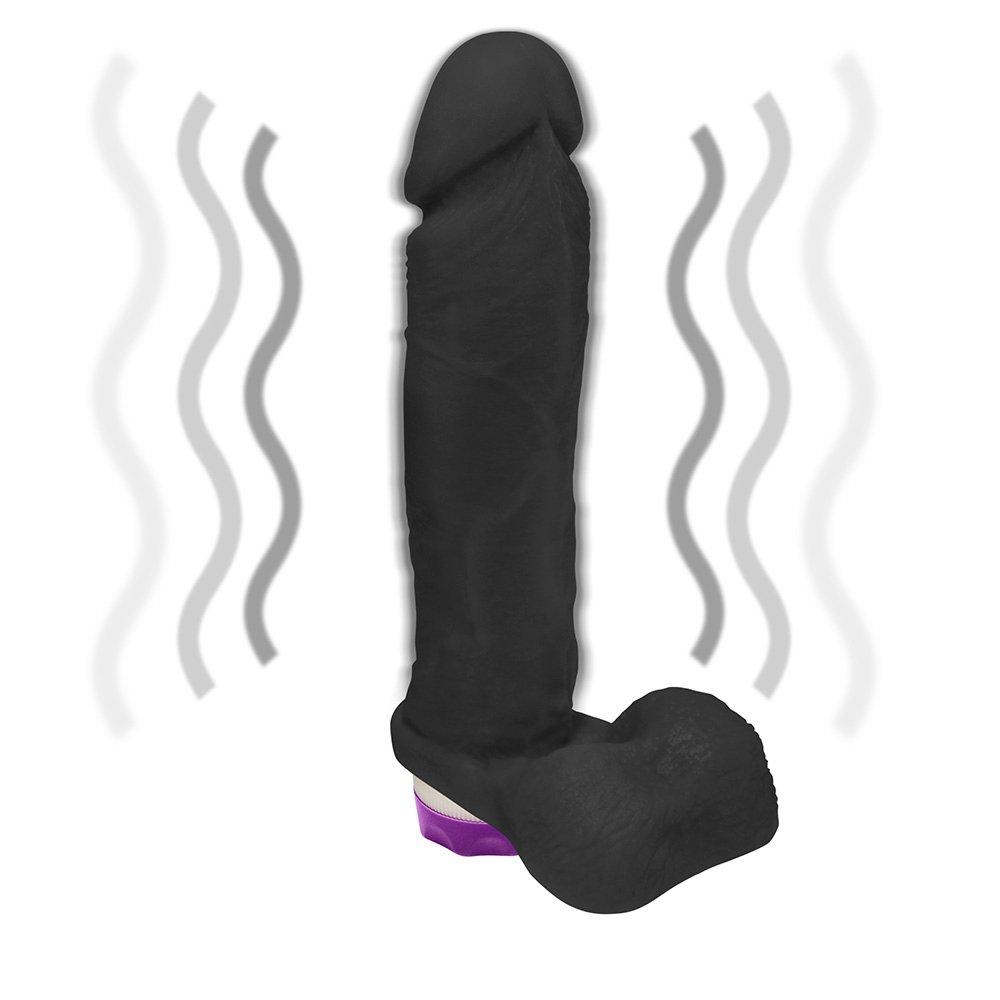 Pênis de Borracha Dionísio com Escroto e Vibrador 19 x 4,5cm Preto | Foto 06