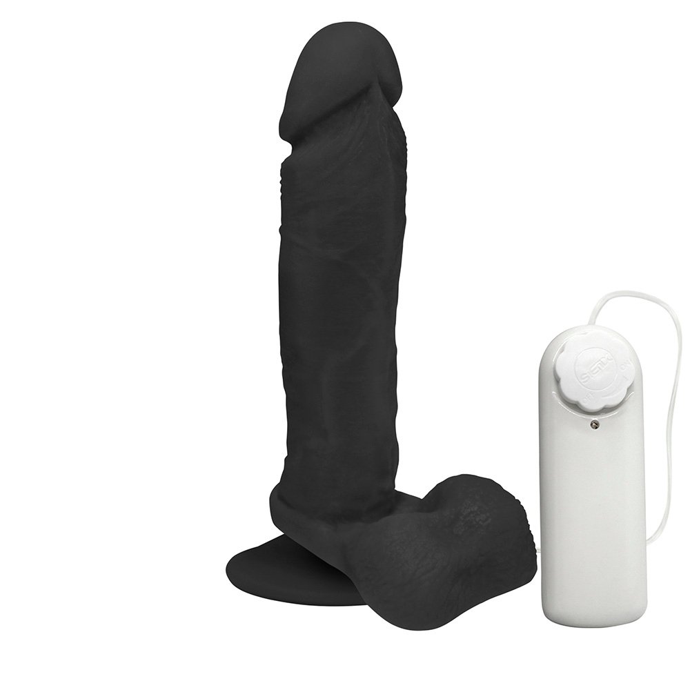 Pênis de Borracha Dionísio com Escroto, Vibrador e Ventosa 19 x 4,5cm Preto | Foto 02