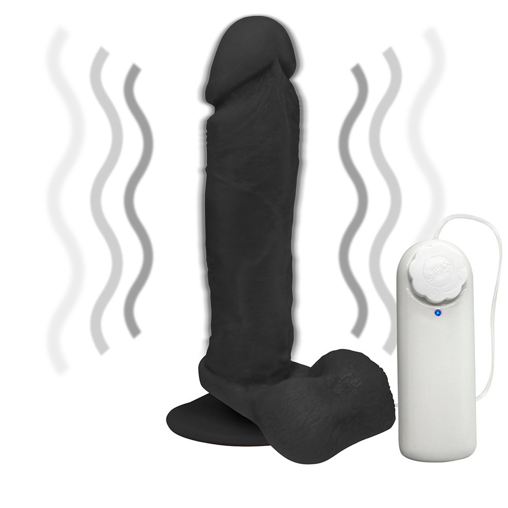 Pênis de Borracha Dionísio com Escroto, Vibrador e Ventosa 19 x 4,5cm Preto | Foto 06