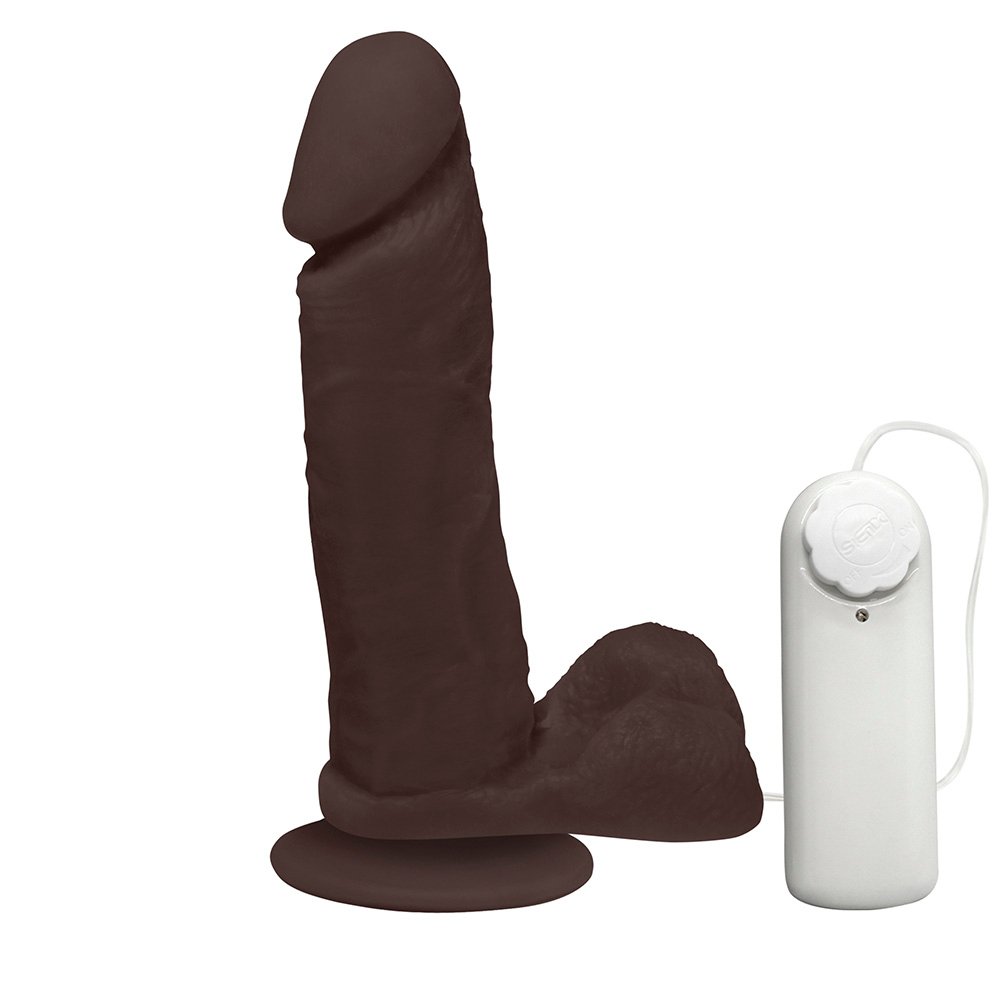 Pênis de Borracha Dionísio com Escroto, Vibrador e Ventosa 19 x 4,5cm Marrom | Foto 01