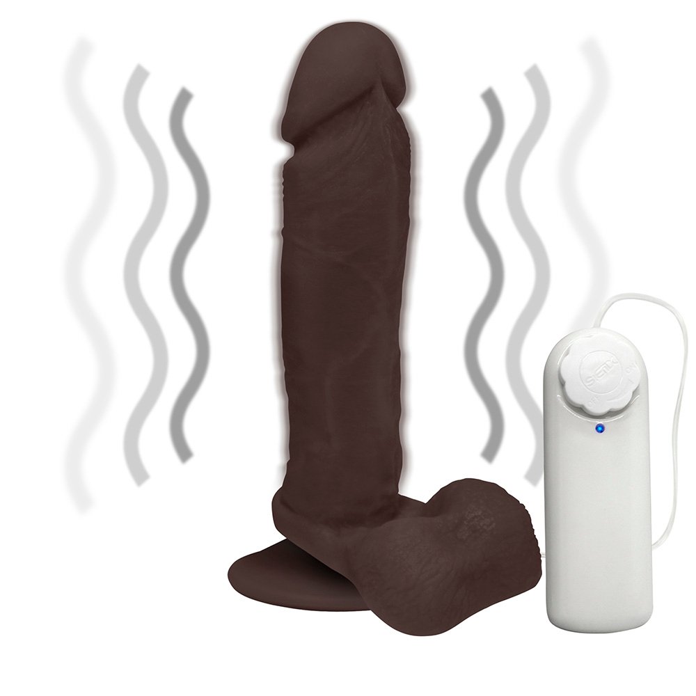 Pênis de Borracha Dionísio com Escroto, Vibrador e Ventosa 19 x 4,5cm Marrom | Foto 06
