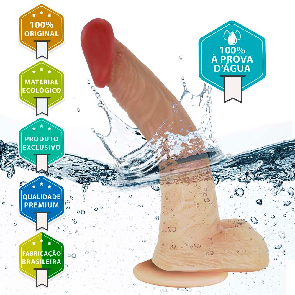 P�nis de Borracha Poseidon com Escroto e Ventosa 20 x 4cm Bege | Foto 05