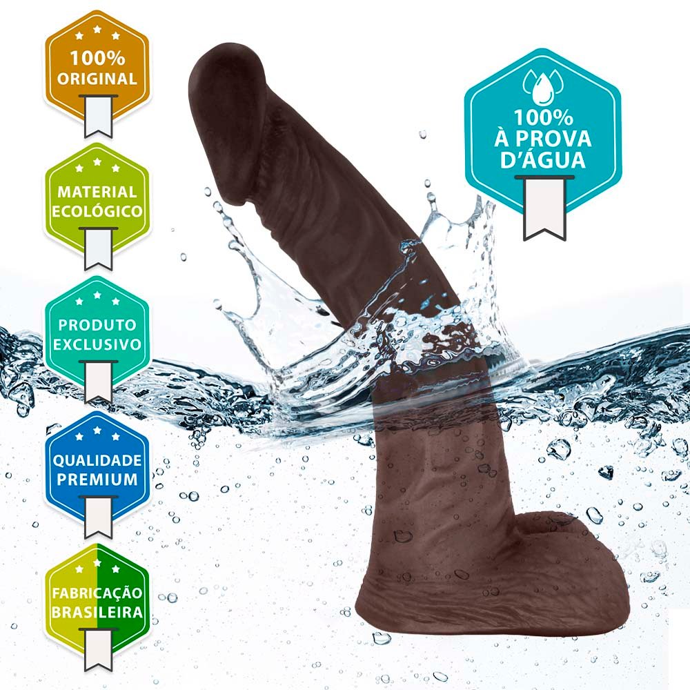 Pênis de Borracha Poseidon com Escroto 20 x 4cm Marrom | Foto 05