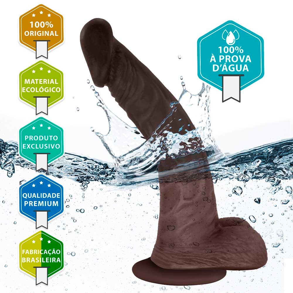P�nis de Borracha Poseidon com Escroto e Ventosa 20 x 4cm Marrom | Foto 05