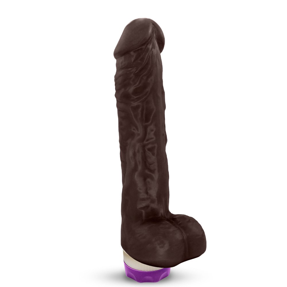Pênis de Borracha Eros com Escroto e Vibrador 20 x 4,5cm Marrom | Foto 04