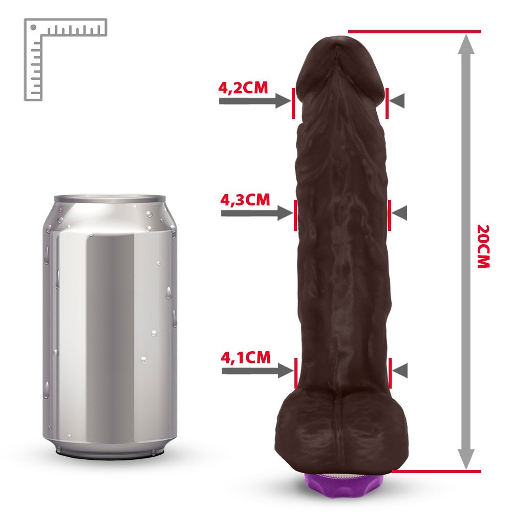 Pênis de Borracha Eros com Escroto e Vibrador 20 x 4,5cm Marrom | Foto 07