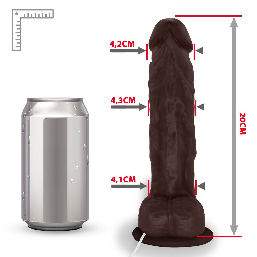 Pênis de Borracha Eros com Escroto, Vibrador e Ventosa 20 x 4,5cm Marrom | Foto 07