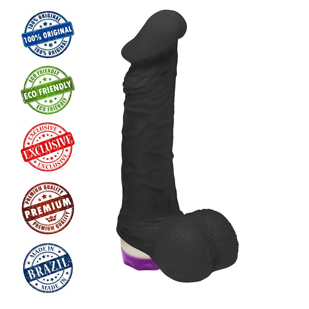 P�nis de Borracha Zeus com Escroto e Vibrador 20,5 x 4,5cm Preto | Foto 05