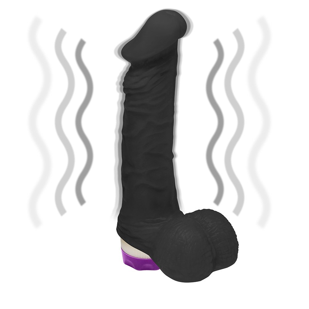 P�nis de Borracha Zeus com Escroto e Vibrador 20,5 x 4,5cm Preto | Foto 06