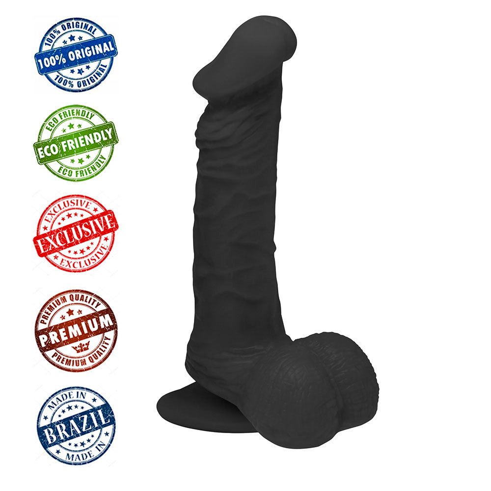 Pênis de Borracha Zeus com Escroto e Ventosa 20,5 x 4,5cm Preto | Foto 05
