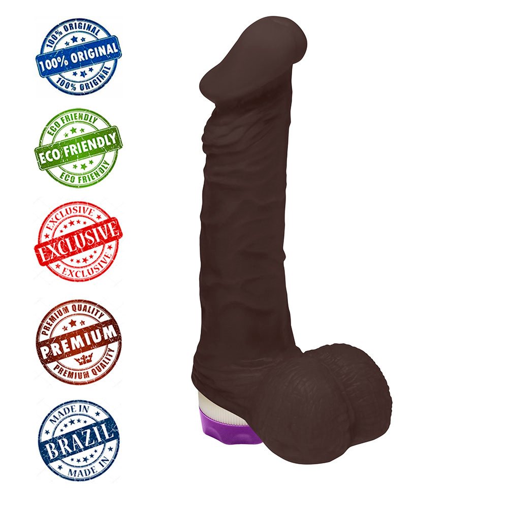 Pênis de Borracha Zeus com Escroto e Vibrador 20,5 x 4,5cm Marrom | Foto 05