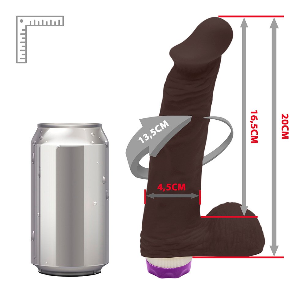Pênis de Borracha Zeus com Escroto e Vibrador 20,5 x 4,5cm Marrom | Foto 07