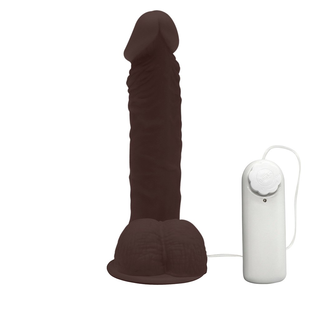 Pênis de Borracha Zeus com Escroto, Vibrador e Ventosa 20 x 4,5cm Marrom | Foto 03