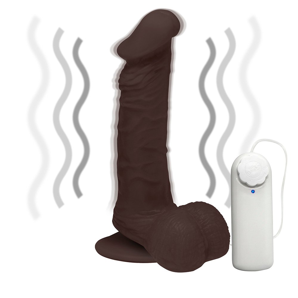 Pênis de Borracha Zeus com Escroto, Vibrador e Ventosa 20 x 4,5cm Marrom | Foto 06
