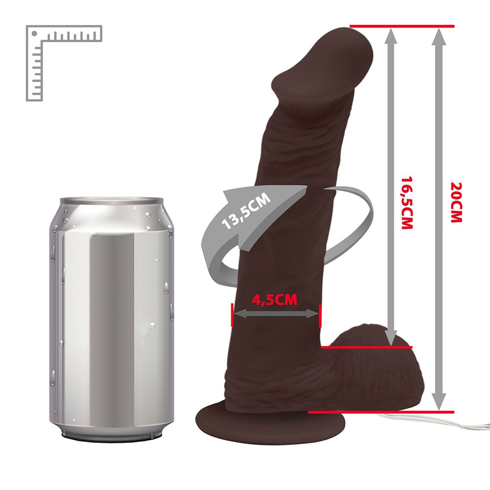 Pênis de Borracha Zeus com Escroto, Vibrador e Ventosa 20 x 4,5cm Marrom | Foto 07