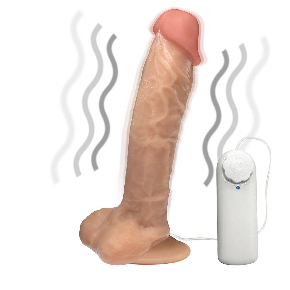 Pênis de Borracha Apolo com Escroto, Vibrador e Ventosa 20,5 x 4,5cm Bege | Foto 06