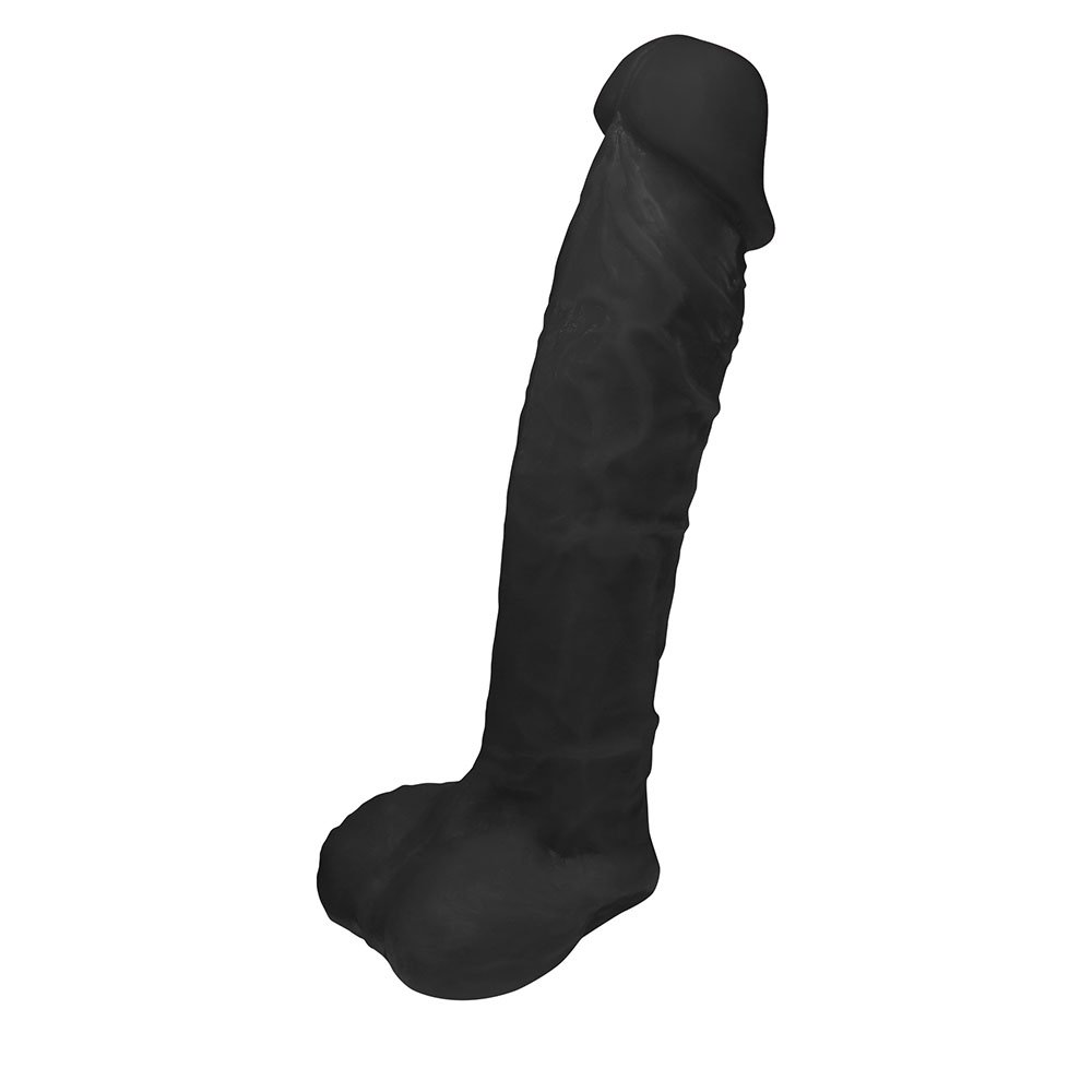 Pênis de Borracha Apolo com Escroto Preto 20,5 x 4,5cm Preto | Foto 01
