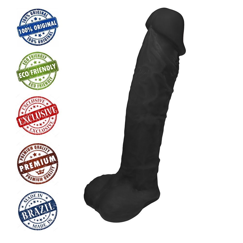 Pênis de Borracha Apolo com Escroto Preto 20,5 x 4,5cm Preto | Foto 05