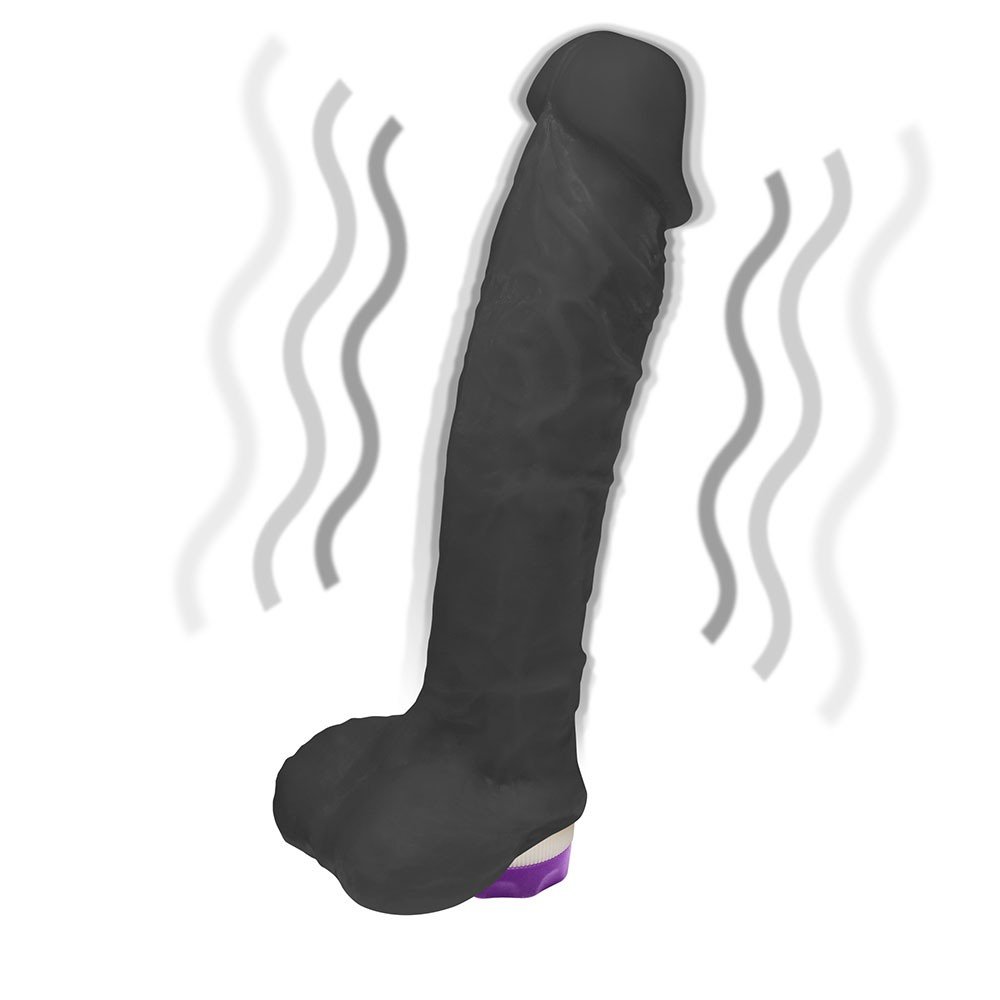 Pênis de Borracha Apolo com Escroto e Vibrador 20,5 x 4,5cm Preto | Foto 06