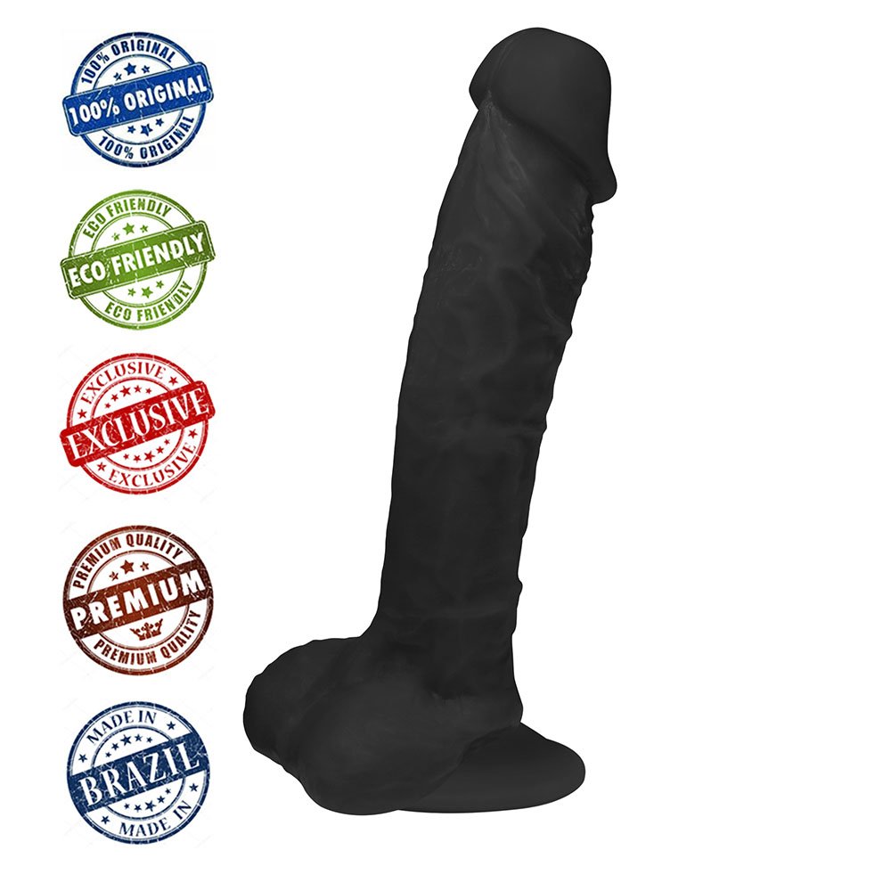 Pênis de Borracha Apolo com Escroto com Ventosa 20,5 x 4,5cm Preto | Foto 05