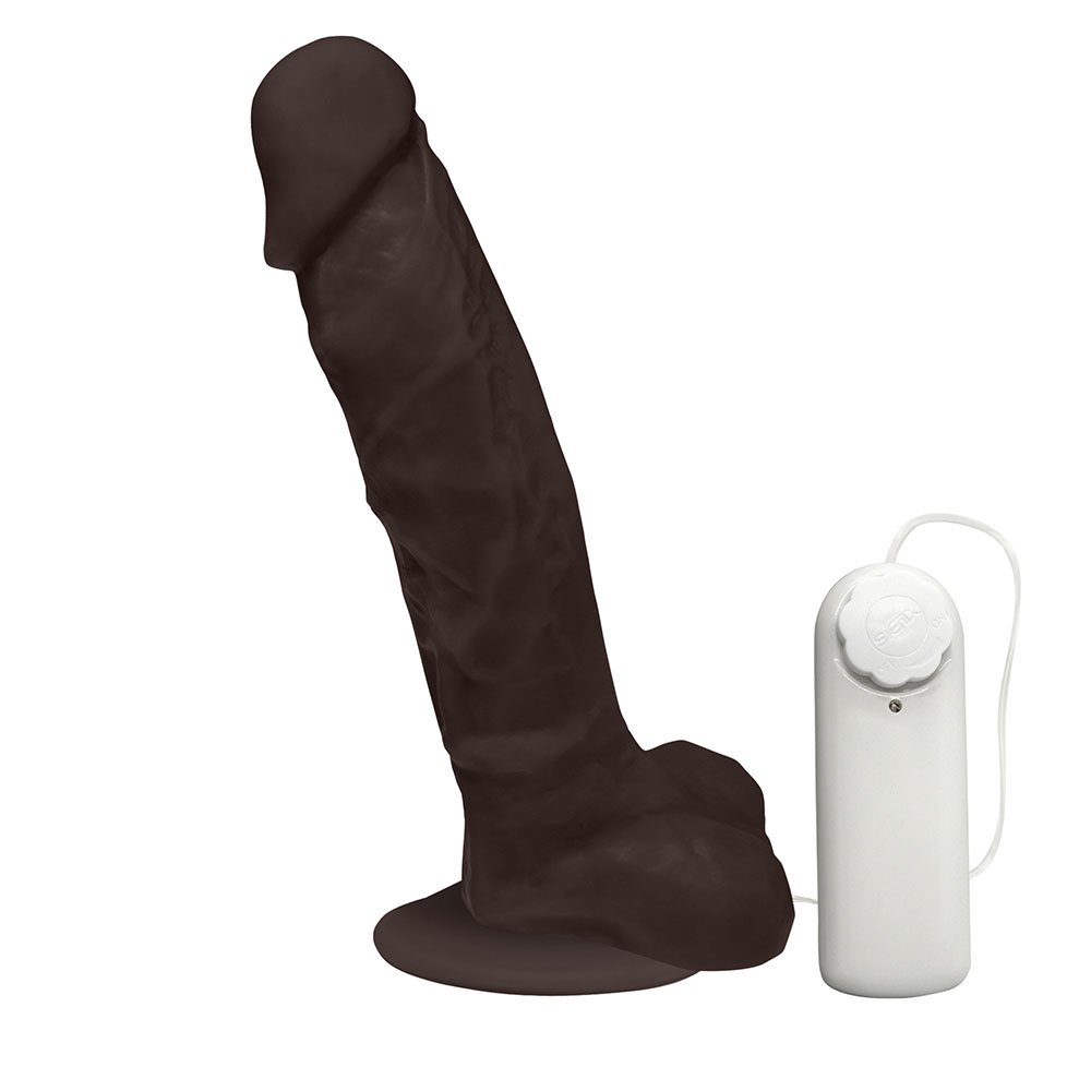 Pênis de Borracha Apolo com Escroto, Vibrador e Ventosa 20,5 x 4,5cm Marrom | Foto 02