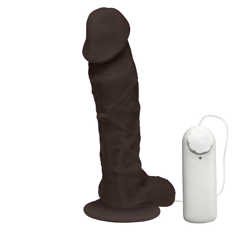 Pênis de Borracha Apolo com Escroto, Vibrador e Ventosa 20,5 x 4,5cm Marrom | Foto 03