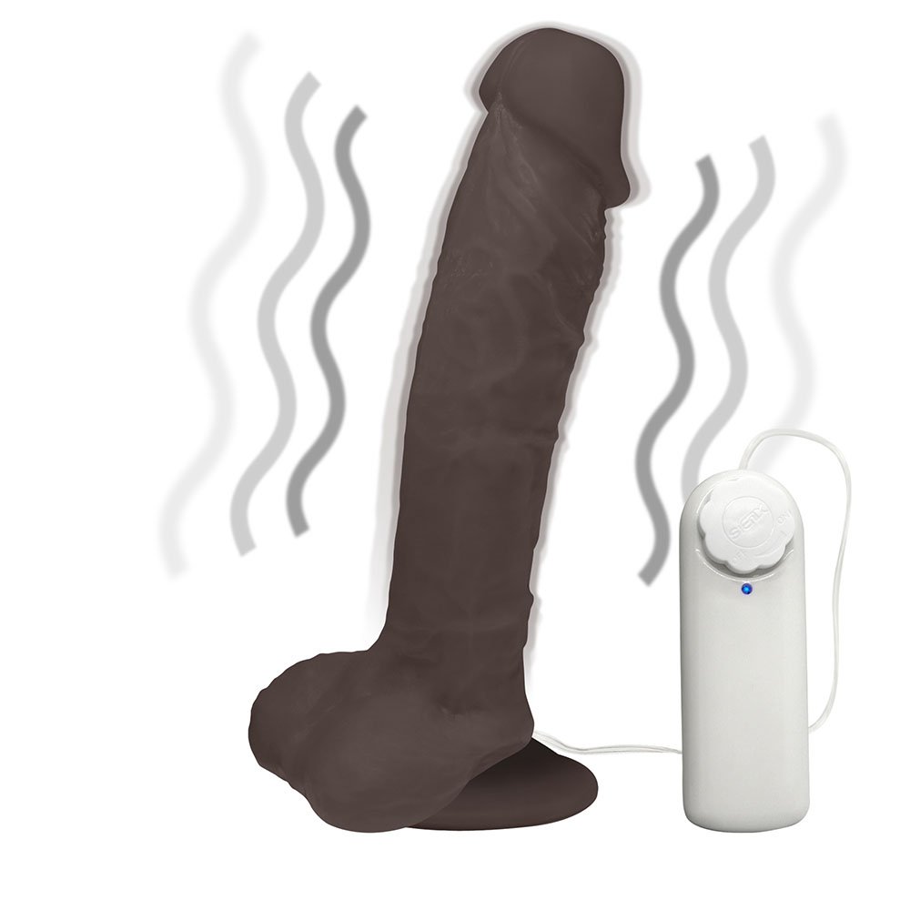 Pênis de Borracha Apolo com Escroto, Vibrador e Ventosa 20,5 x 4,5cm Marrom | Foto 06