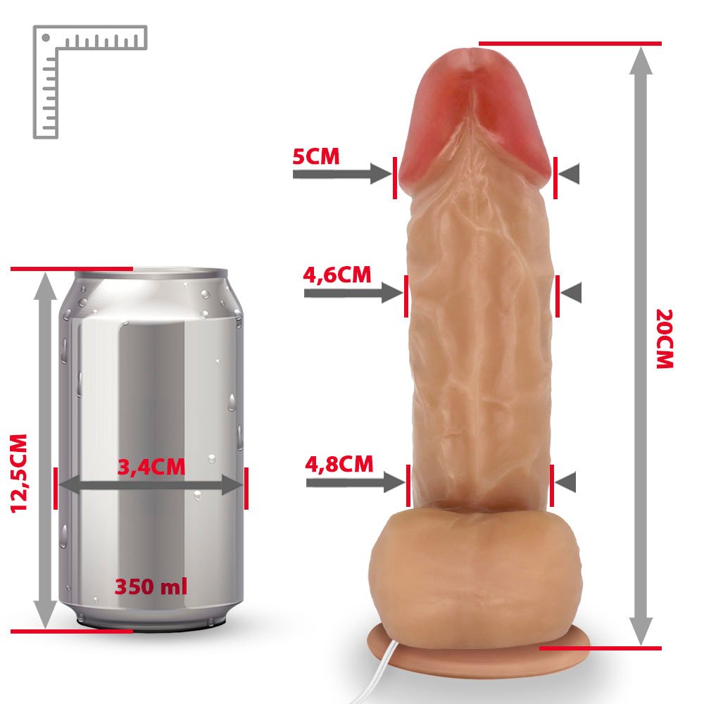 Pênis de Borracha Crono com Escroto, Vibrador e Ventosa 20 x 5cm Bege | Foto 07