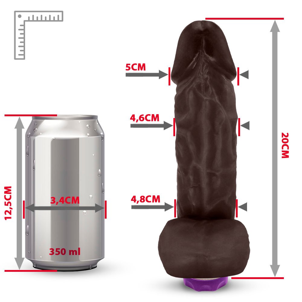 Pênis de Borracha Crono com Escroto e Vibrador 20 x 5cm Marrom | Foto 07